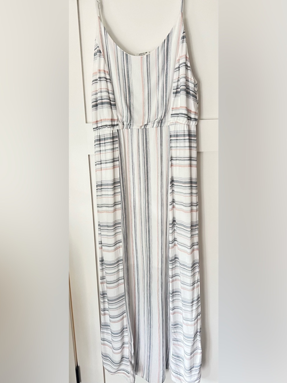 Coastal Vacation Striped 100% Rayon Smocked Waist Maxi Dress XL